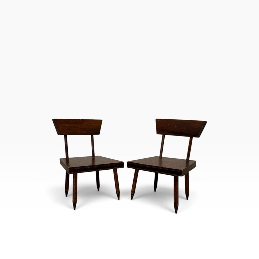 Vintage Strombecker Style Brown Wood Dollhouse Side/Dining Chair